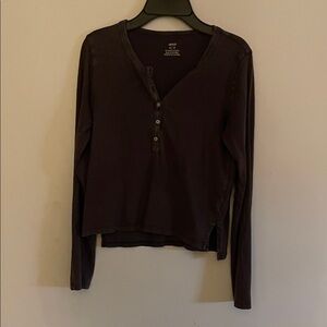 Elegant Black Long Sleeve Henley Tee